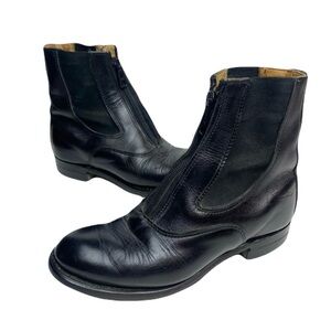 Women's Black Leather Ankle Boots Zipper Front